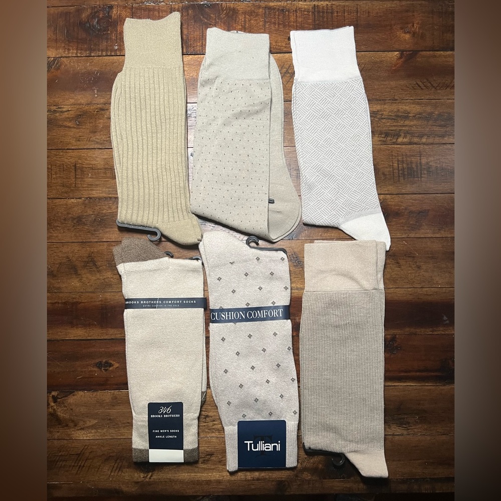 LOT 6 Mens Dress Socks Khaki Tan Size 10-13